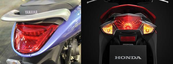 So sánh đuôi xe Yamaha Janus 125cc và Honda Vision 110cc